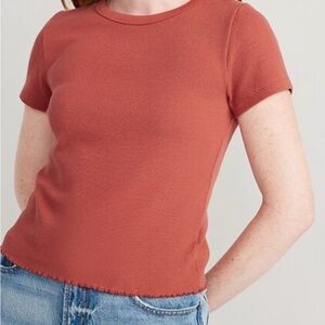 NWT Old Navy Lettuce Edge-Thermal Knit Crop Top Tee - Women’s Size Medium